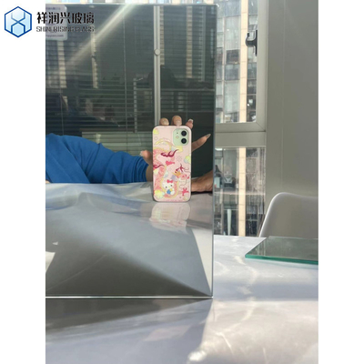 직사각형 현대 프레임 없는 벽 거울 보라색 분홍색 청동 금색
