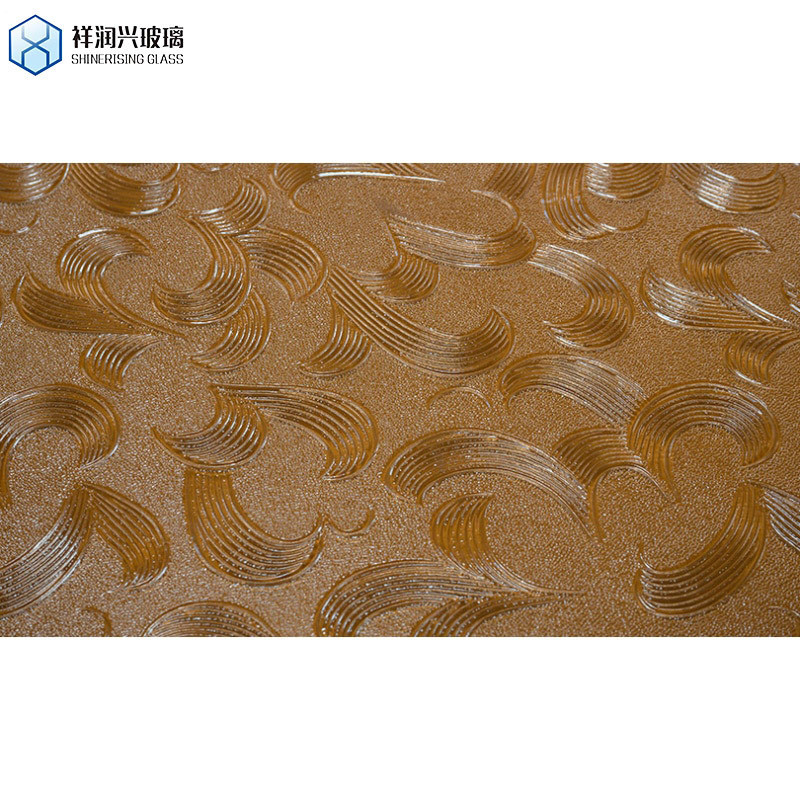 4-6mm 맑은 색상 꽃 패턴 유리 샤워 스크린 창문 주방 갈색 웅진 유리