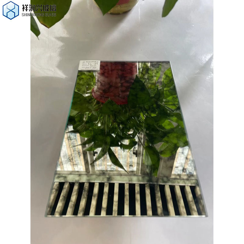 가정용 부엌 장식용 색칠 된 고대 거울 시트 비벨 된 유리 거울 타일